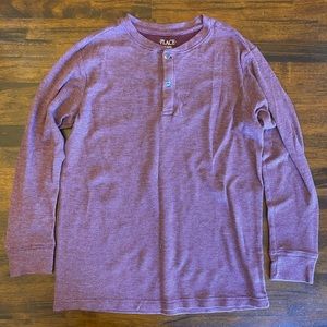 Children’s place burgundy henley waffle texture long sleeve shirt L 10/12